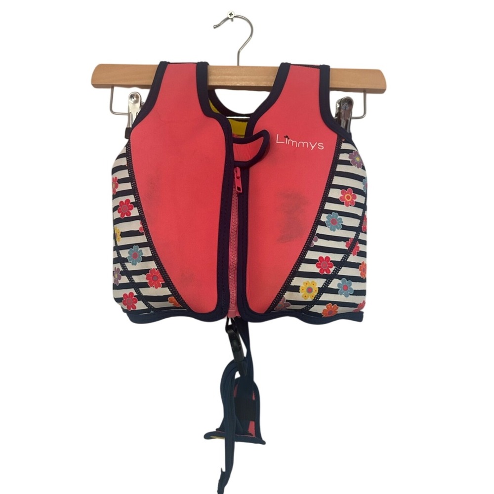 Kids Floral Stripe Swim Vest - Coral/Pink